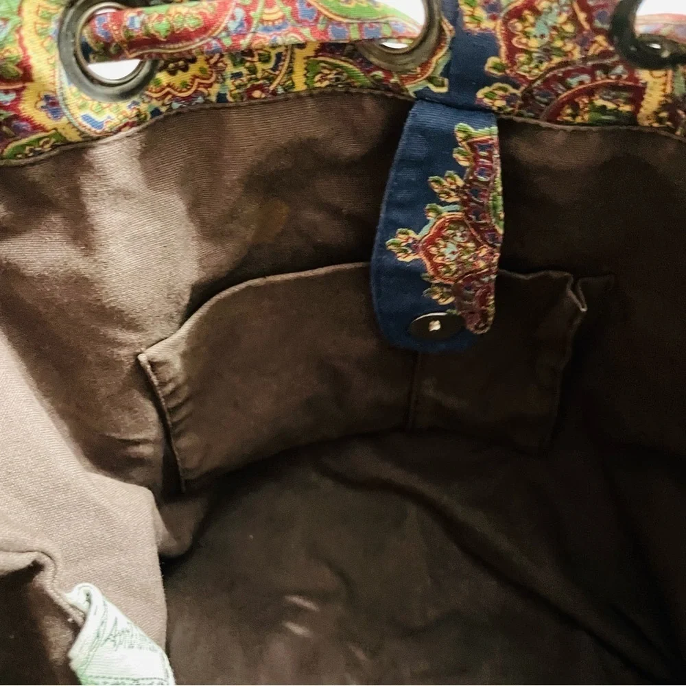 April Cornell Vintage Boho Paisley Drawstring Shoulder Bag